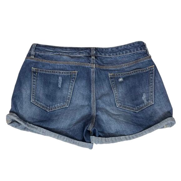 Gap Women’s Size 10 Factory Distressed Roll Hem Denim Shorts Dark Wash Mid Rise - Picture 6 of 11